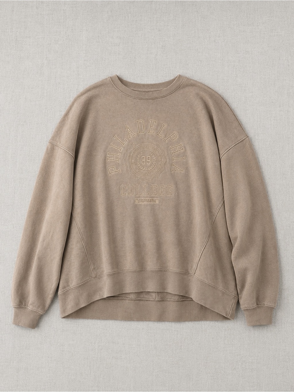 Garage Beige Crewneck Sweatshirt with Philadelphia College Embroidery
